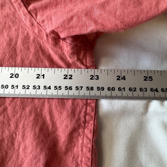 Old Navy Linen Blend Men's Short Sleeve Button Up Camp Shirt Coral Size Large - Picture 10 of 13